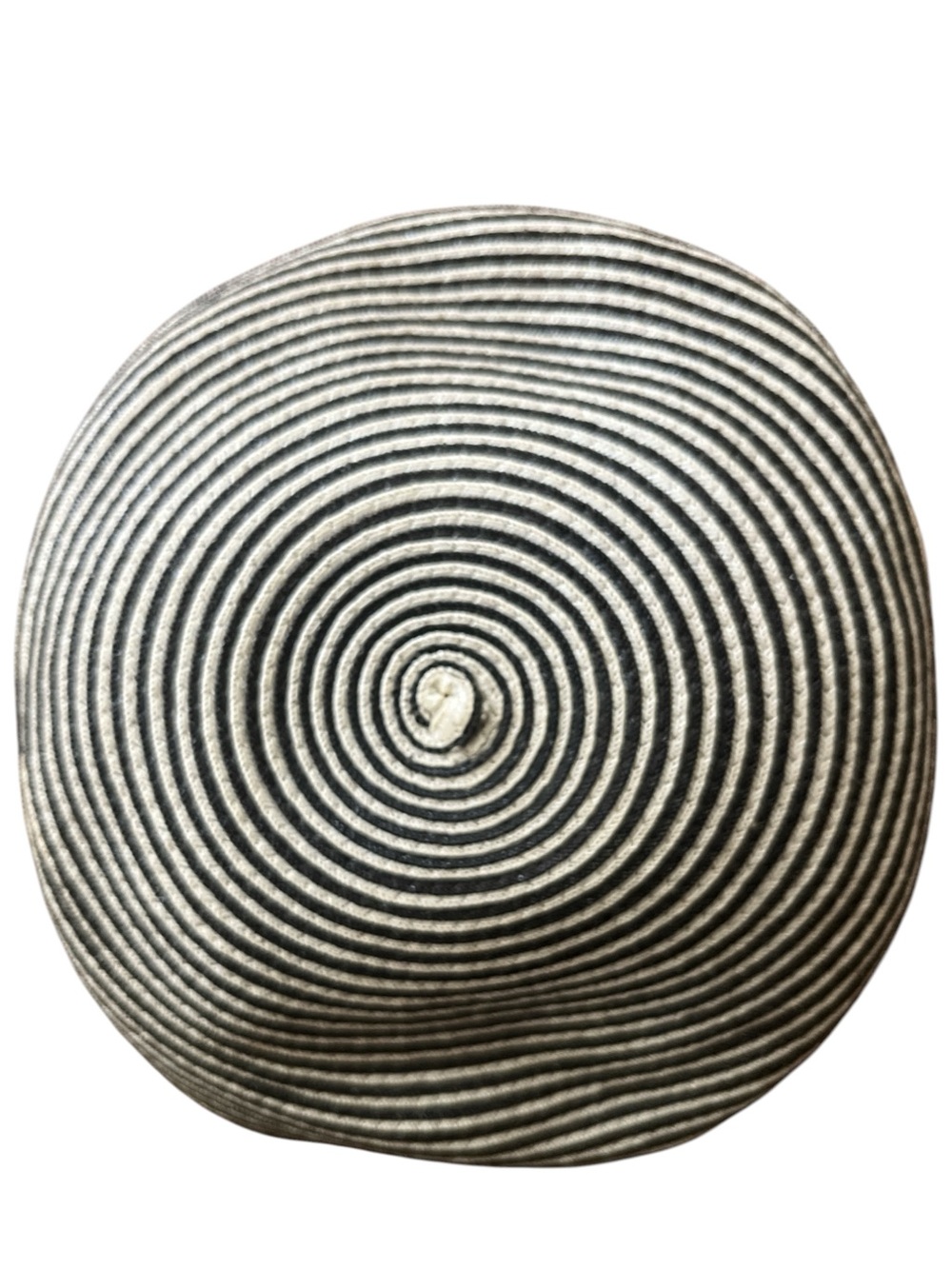 Vintage Chapeaux Louise Straw Derby Hat Black White Striped Ribbon Bow - Picture 3 of 5
